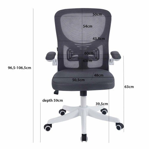 SILLA DE ESCRITORIO CON RUEDAS GRIS Y BLANCA AVENTURINA