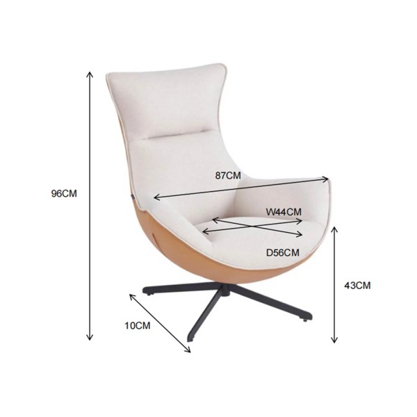 SILLÓN TAPIZADO TEXTIL ARENA/ PU MARRÓN LOIRA