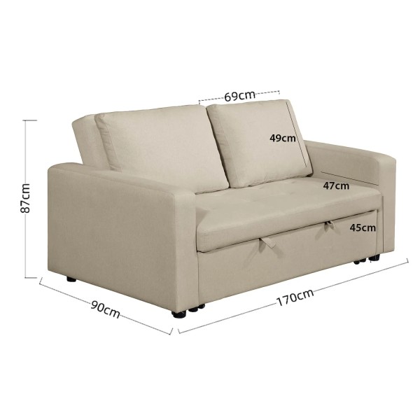 SOFÁ CAMA EN TAPIZADO ARENA TOKIO