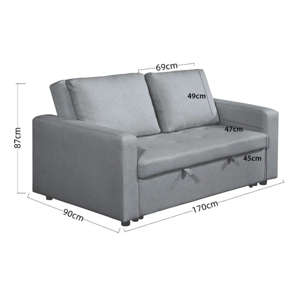 SOFÁ CAMA EN TAPIZADO GRIS TOKIO