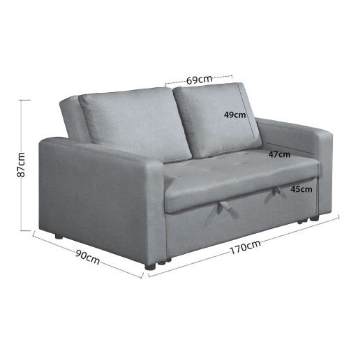 SOFÁ CAMA EN TAPIZADO GRIS TOKIO