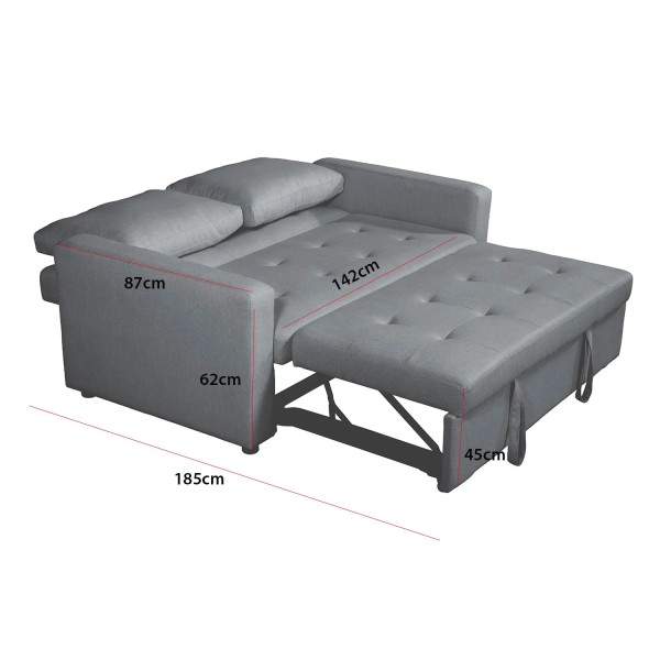 SOFÁ CAMA EN TAPIZADO GRIS TOKIO