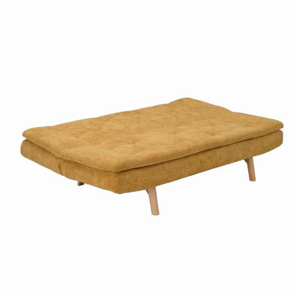 SOFÁ CAMA EN TAPIZADO TEXTIL MOSTAZA VELMA