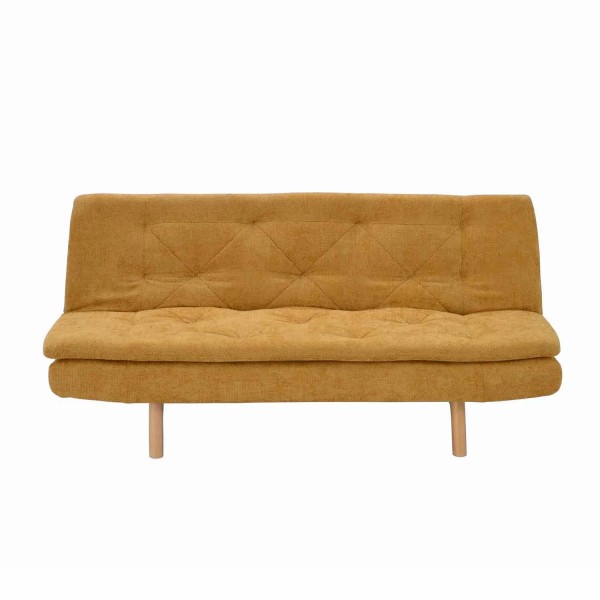 SOFÁ CAMA EN TAPIZADO TEXTIL MOSTAZA VELMA
