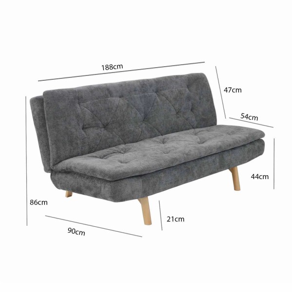 SOFÁ CAMA EN TAPIZADO TEXTIL GRIS MARENGO VELMA