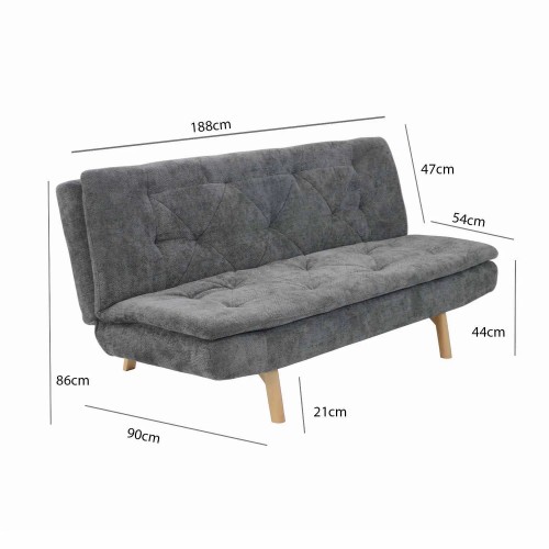 SOFÁ CAMA EN TAPIZADO TEXTIL GRIS MARENGO VELMA