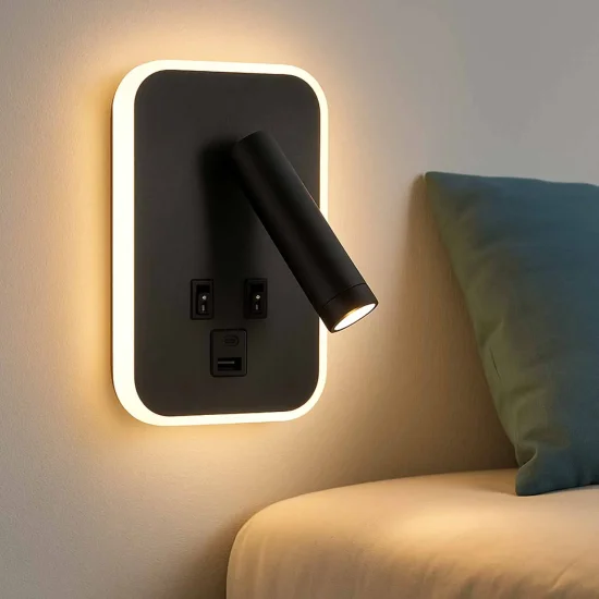 APLIQUE DE PARED LED 10W 3000-6000K USB NEGRO ORBIA