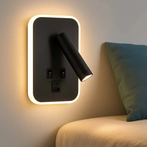 APLIQUE DE PARED LED 10W 3000-6000K USB NEGRO ORBIA