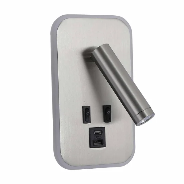 APLIQUE DE PARED LED 10W 3000-6000K USB NÍQUEL ORBIA
