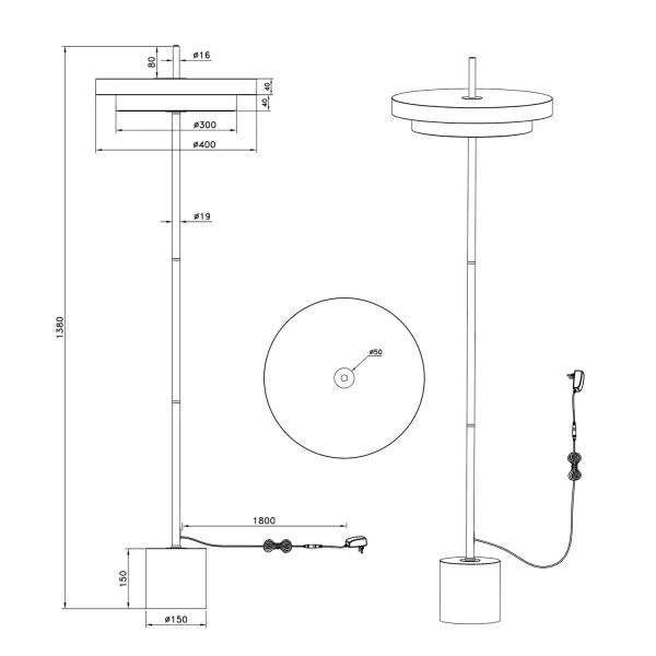LÁMPARA DE PIE LED 21W REGULABLE 2300-3000-4000K NEGRO ORO ELIX