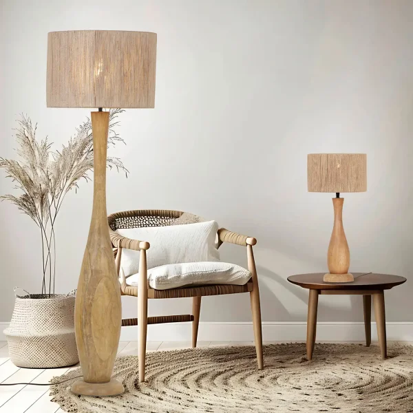 LÁMPARA DE MESA MADERA NATURAL/YUTE E27 TAIS