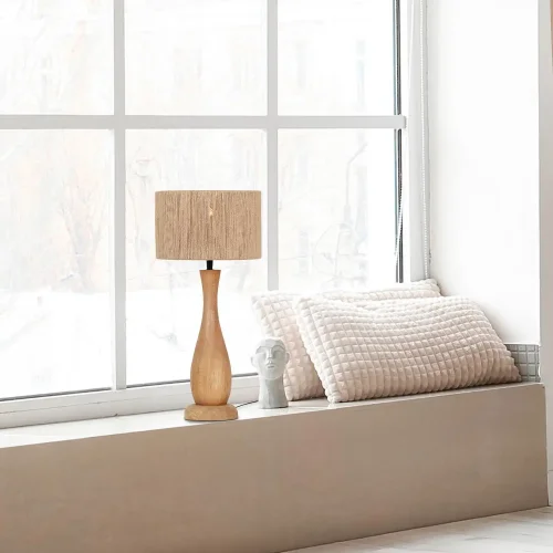 LÁMPARA DE MESA MADERA NATURAL/YUTE E27 TAIS