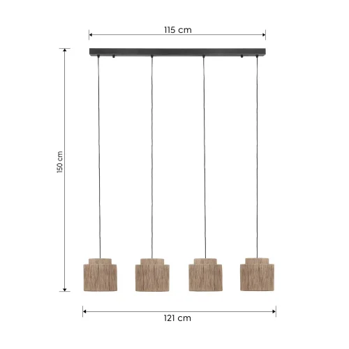 LÁMPARA DE TECHO 4 LUCES YUTE NATURAL E27 LEIKO