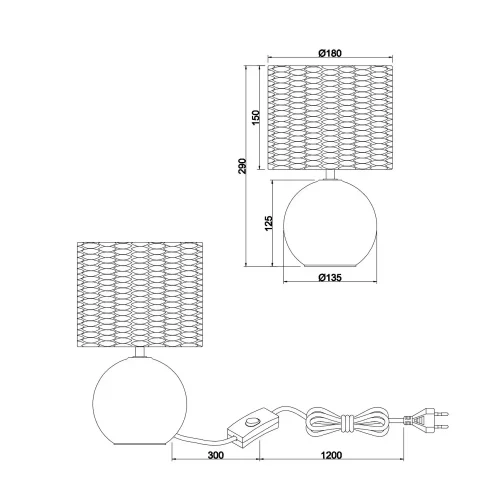 LÁMPARA DE MESA CERÁMICA PANTALLA ALGAS MARINAS 29CM PADINA