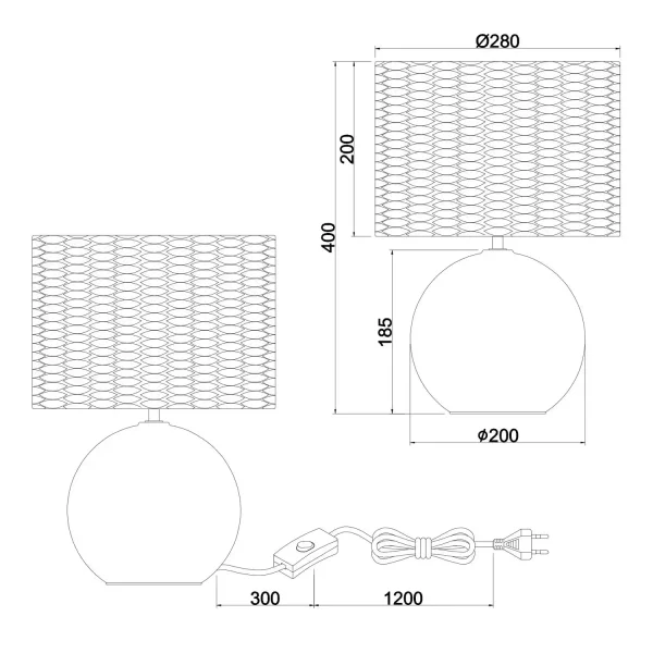 LÁMPARA DE MESA CERÁMICA PANTALLA ALGAS MARINAS 40CM PADINA