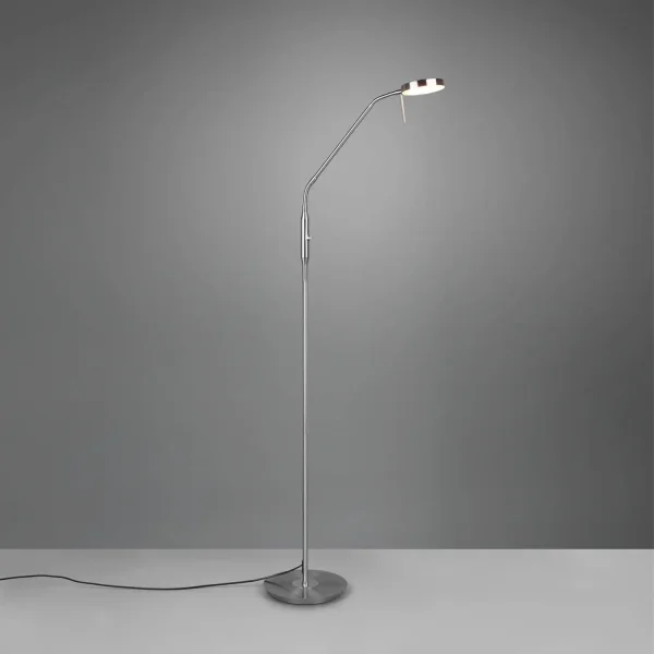 LÁMPARA DE PIE LED 12W REGULABLE NÍQUEL MATE EDEN