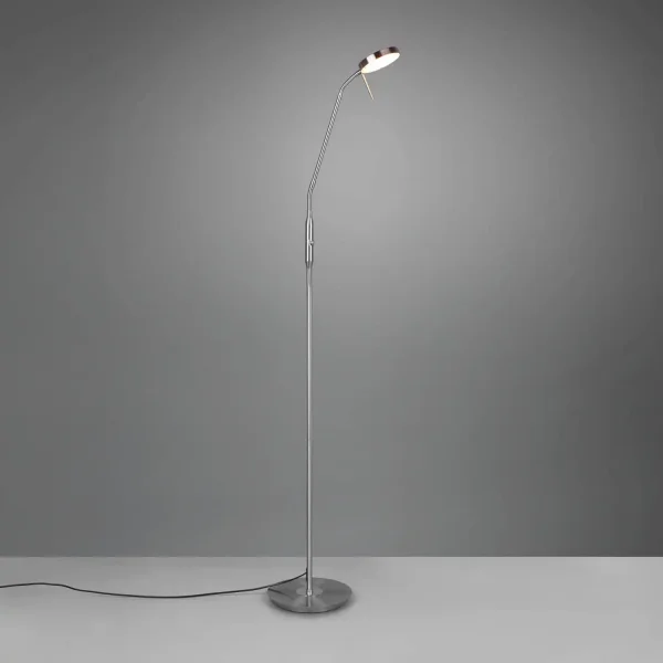 LÁMPARA DE PIE LED 12W REGULABLE NÍQUEL MATE EDEN