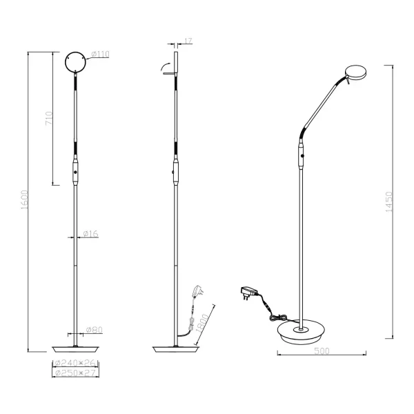 LÁMPARA DE PIE LED 12W REGULABLE ESTERA BLANCA EDEN