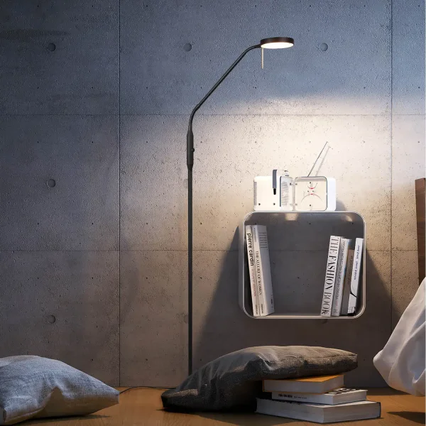 LÁMPARA DE PIE LED 12W REGULABLE ESTERA NEGRA EDEN