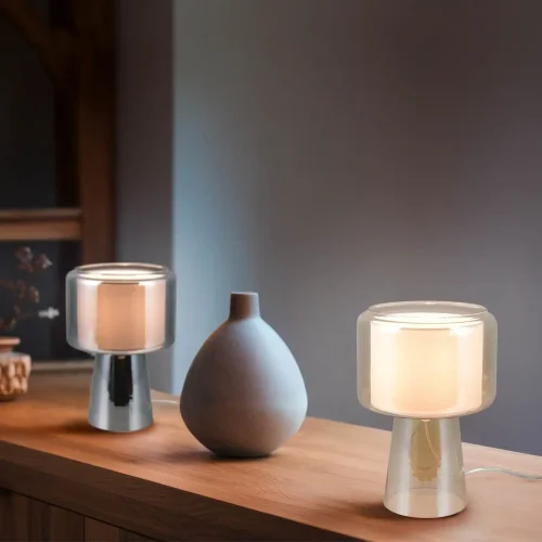 LÁMPARA DE MESA EN VIDRIO ÁMBAR ISEN