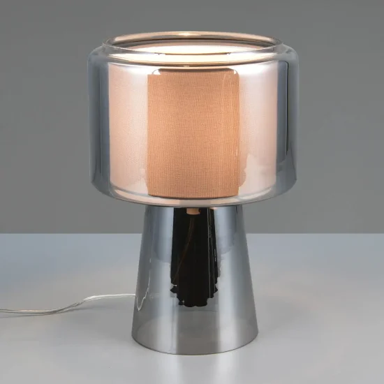 LÁMPARA DE MESA EN VIDRIO ACERO CROMADO ISEN