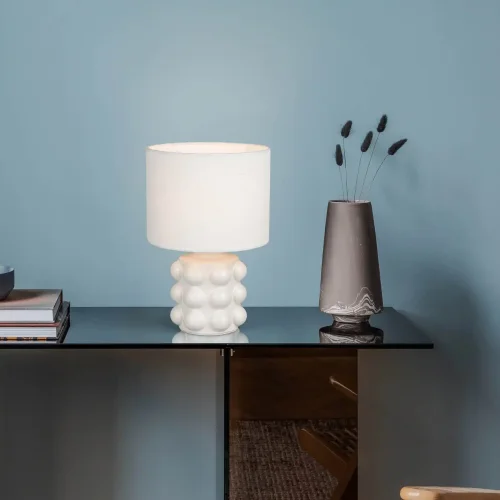 LÁMPARA DE MESA CERÁMICA BLANCA 30CM E14 LOREEN