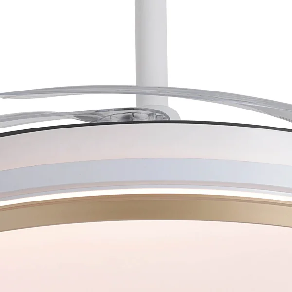 VENTILADOR DE TECHO LED 55W REGULABLE ASPAS RETRÁCTILES BLANCO/ORO AURELIO