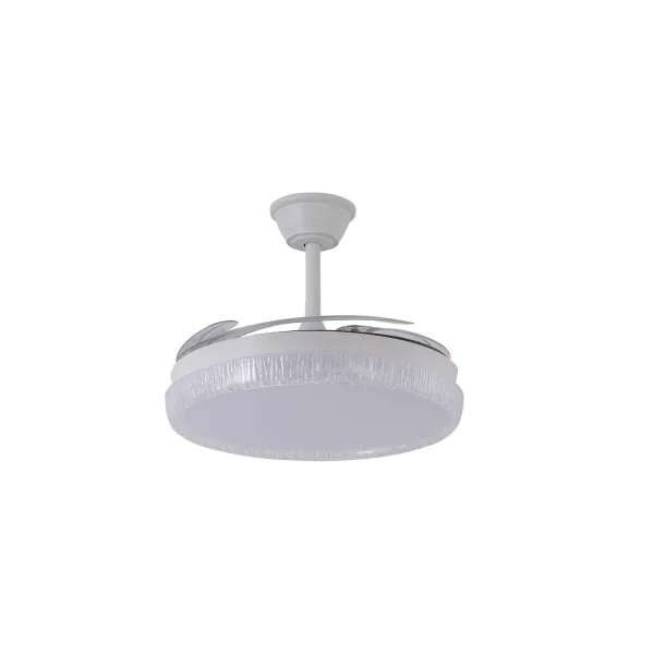 VENTILADOR DE TECHO LED 55W REGULABLE ASPAS RETRÁCTILES BLANCO NERIO