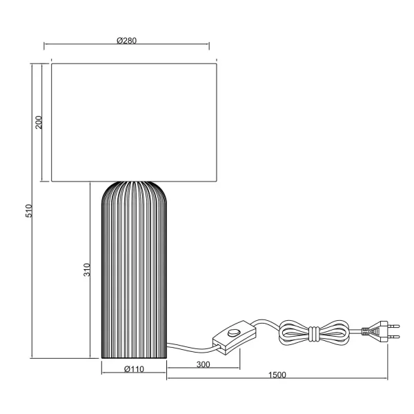 LÁMPARA DE MESA CERÁMICA MOKKA E27 51CM THALEN