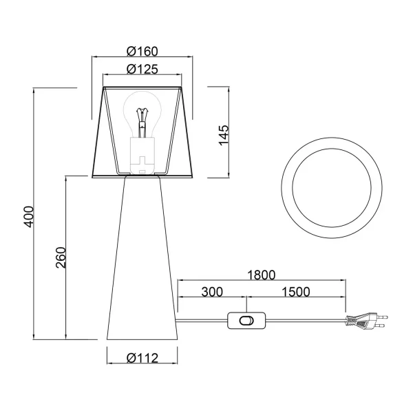 LÁMPARA DE MESA METAL NEGRO E27 OBELVIA