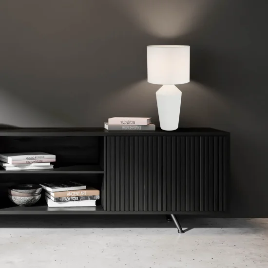 LÁMPARA DE MESA CERÁMICA BLANCA 52CM BASILEA 2