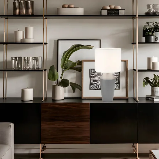 LÁMPARA DE MESA CERÁMICA GRIS 52CM BASILEA 2