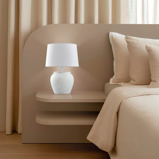 LÁMPARA DE MESA CERÁMICA BLANCA E27 AYLA 2