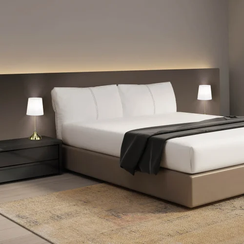 LÁMPARA DE MESA METAL CUERO E14 THARION