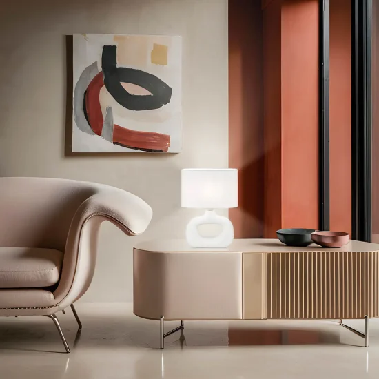 LÁMPARA DE MESA CERÁMICA BLANCA E14 MALDEN 2