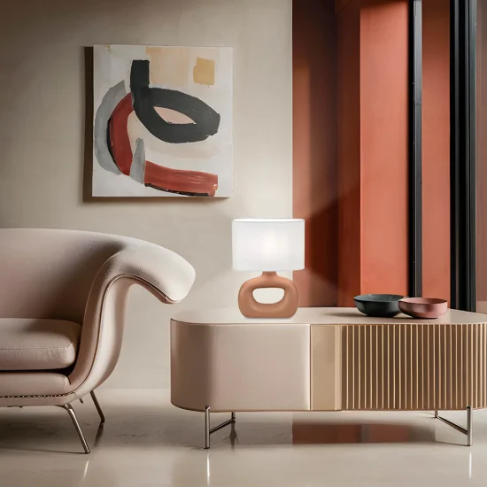 LÁMPARA DE MESA CERÁMICA TERRACOTA E14 MALDEN 2