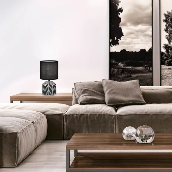 LÁMPARA DE MESA EN CERÁMICA NEGRO/BLANCO E14 ELTONIA 2