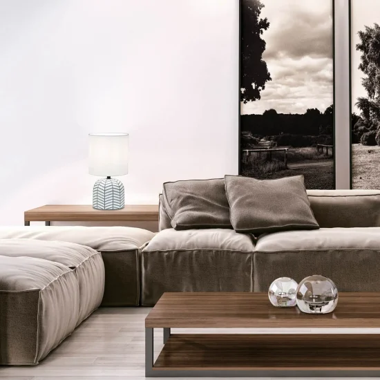 LÁMPARA DE MESA EN CERÁMICA BLANCO/GRIS E14 ELTONIA 2