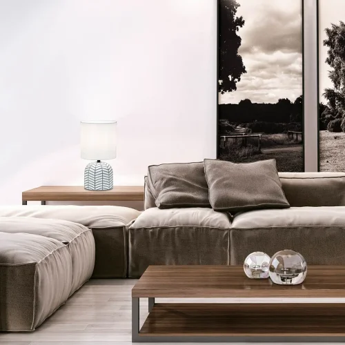 LÁMPARA DE MESA EN CERÁMICA BLANCO/GRIS E14 ELTONIA