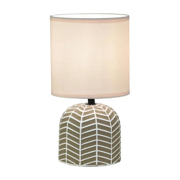 LÁMPARA DE MESA EN CERÁMICA MARRÓN/BLANCO E14 ELTONIA