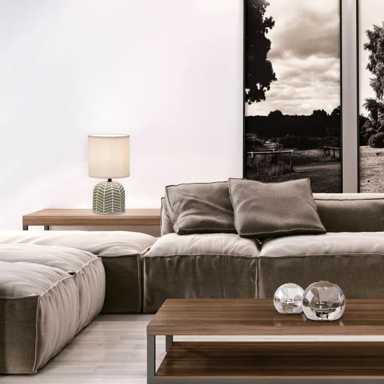 LÁMPARA DE MESA EN CERÁMICA MARRÓN/BLANCO E14 ELTONIA 2