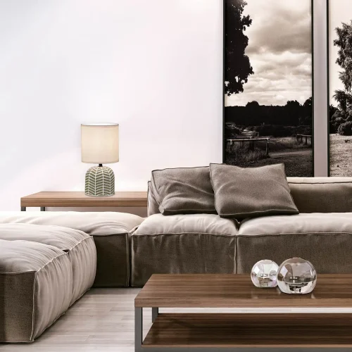 LÁMPARA DE MESA EN CERÁMICA MARRÓN/BLANCO E14 ELTONIA