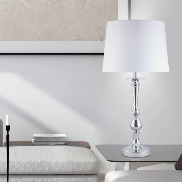 LÁMPARA DE MESA METAL CROMO E27 70CM TURELL