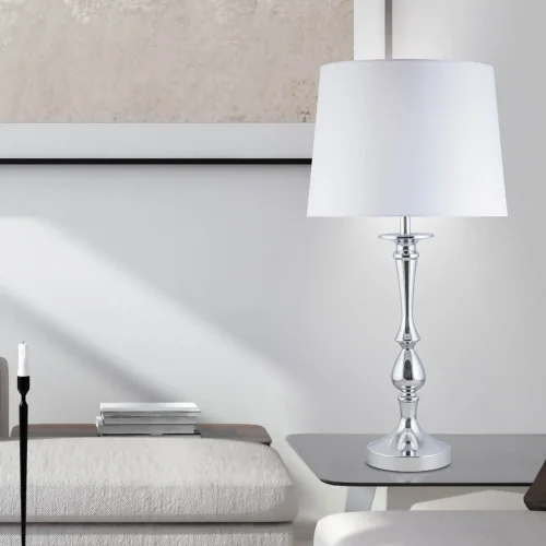 LÁMPARA DE MESA METAL CROMO E27 70CM TURELL