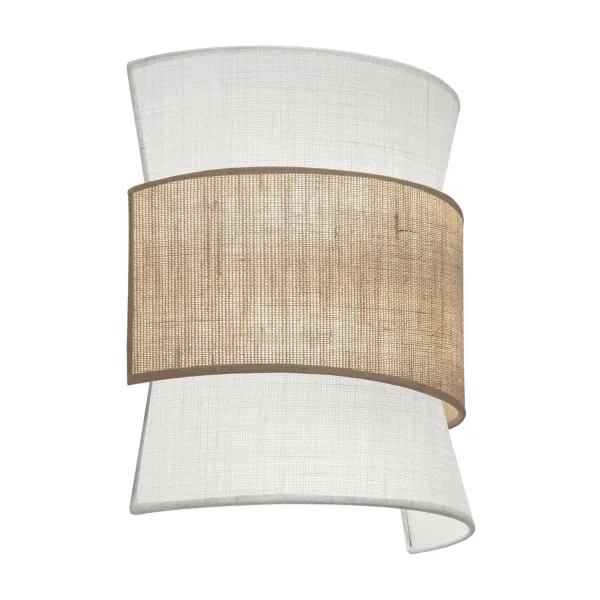 APLIQUE DE PARED 2 LUCES LINO MARFIL/SACO MARRÓN E27 LUNETH