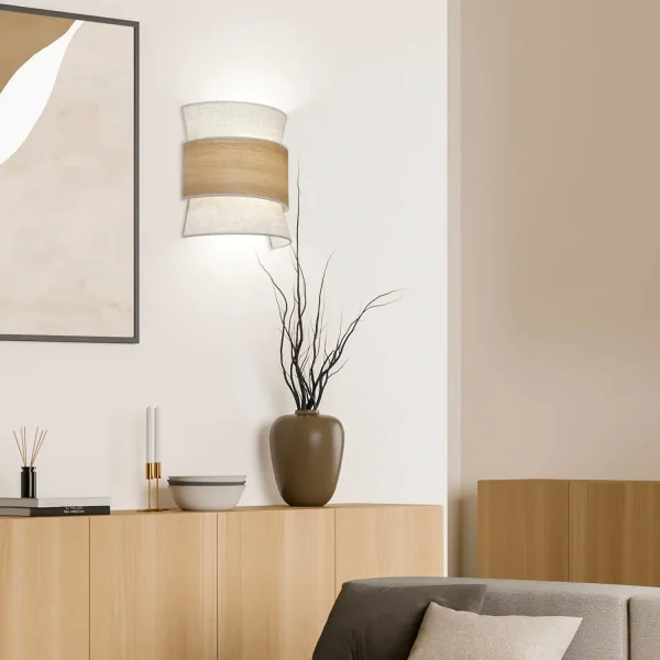 APLIQUE DE PARED 2 LUCES LINO TOSTADO/MADERA E27 LUNETH