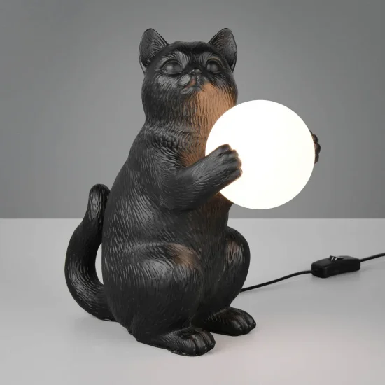 LÁMPARA DE MESA GATO NEGRO G9 DE POLIRESINA 2