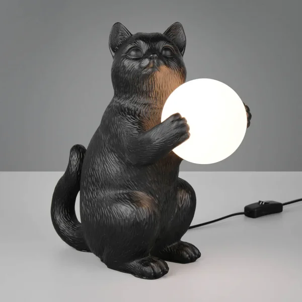 LÁMPARA DE MESA GATO NEGRO G9 DE POLIRESINA