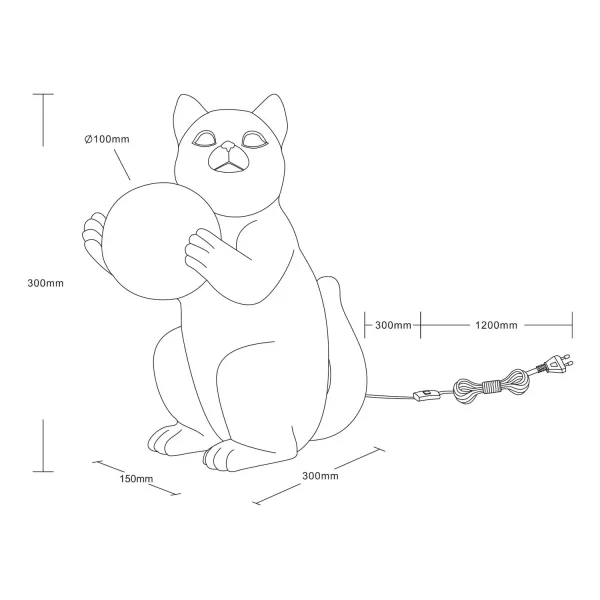 LÁMPARA DE MESA GATO DORADO G9 DE POLIRESINA