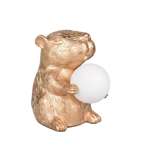 LÁMPARA DE MESA CAPIBARA DORADA G9 DE POLIRESINA